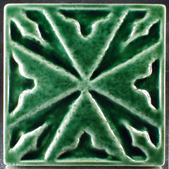 6 x 6 Celtic cross tile with glossy green glaze - Conifer Green