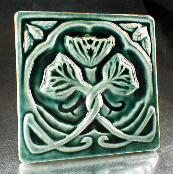 6 x 6 Rose tile with dark blue glaze - Deep Sea