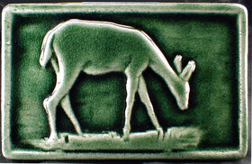 4 x 6 Deer tile with translucent green crackle glaze - Evergreen