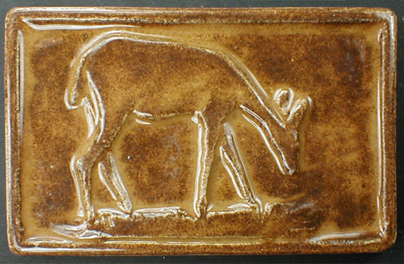4 x 6 Deer tile with a glossy brown/tan glaze - Star Anise