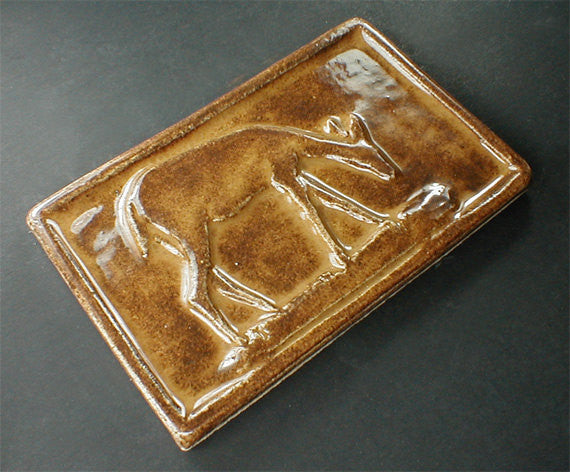 4 x 6 Deer tile with a glossy brown/tan glaze - Star Anise