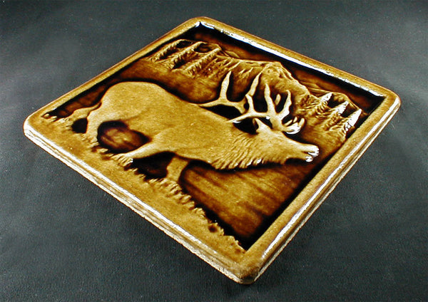 6 x 6 Elk tile with glossy dark brown glaze - Caramel
