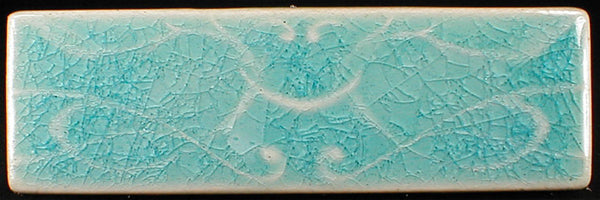 2 x 6 Art Nouveau border tile with light blue glossy crackle glaze - Summer Dreams