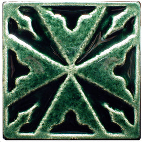 6 x 6 Celtic cross tile with glossy blue glaze - Deep Sea